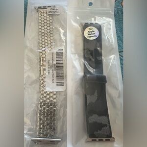 Set of 2 -Apple Watch NWT CamouflageWatch Strap 38mm/40 and Silvertone Hexchain